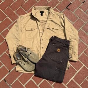 Vintage 2000s Claiborne tan suede button up